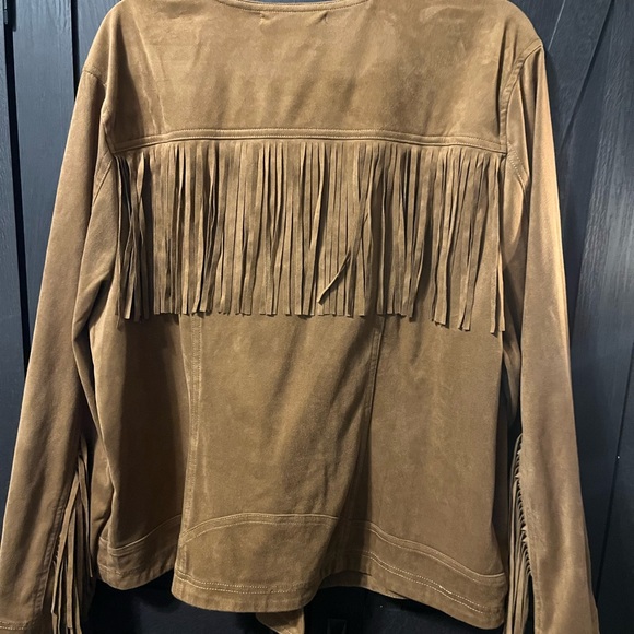 Kate and Mallory plus size faux suede fringe moto jacket - Picture 6 of 8